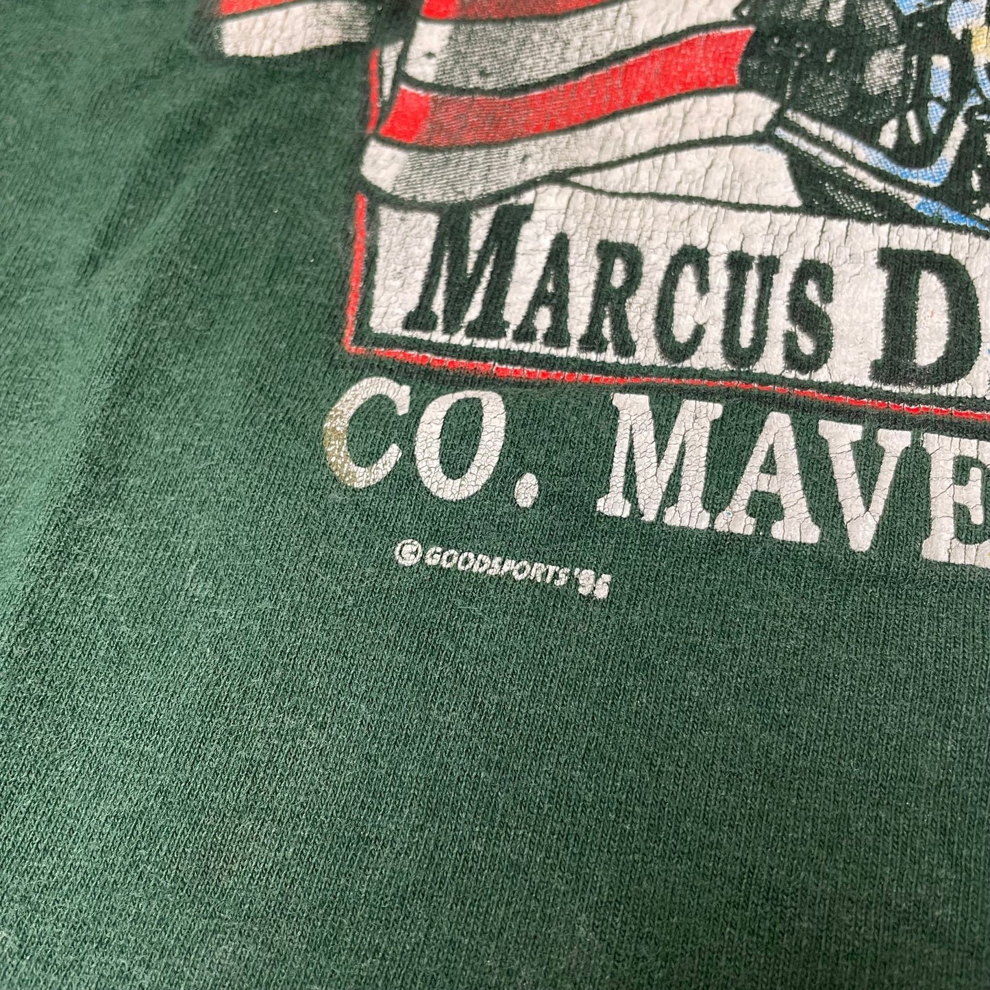 (L) 1996 Maverick Marcus Dairy Super Sunday Tshirt grün Single Stitch