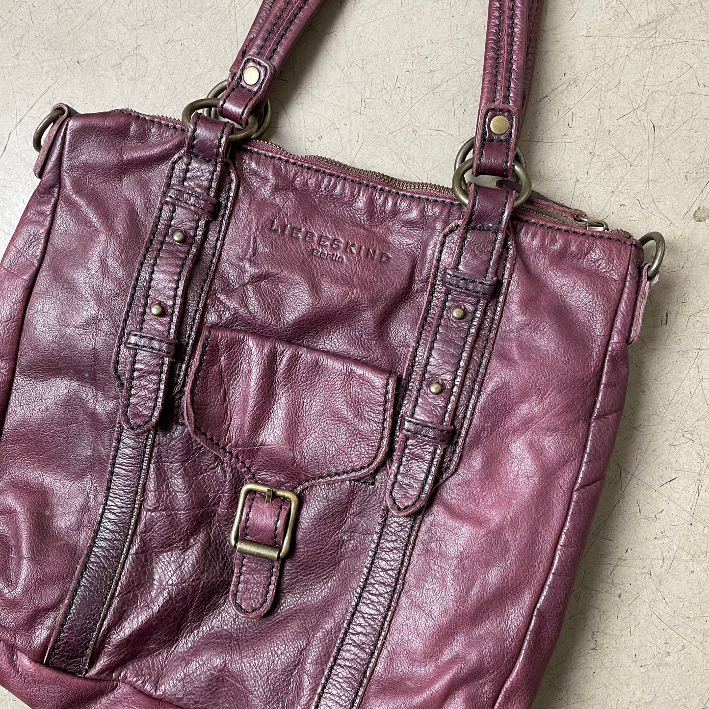 Liebeskind Berlin Leather Tote Bag Aubergine dunkel lila Ledertasche