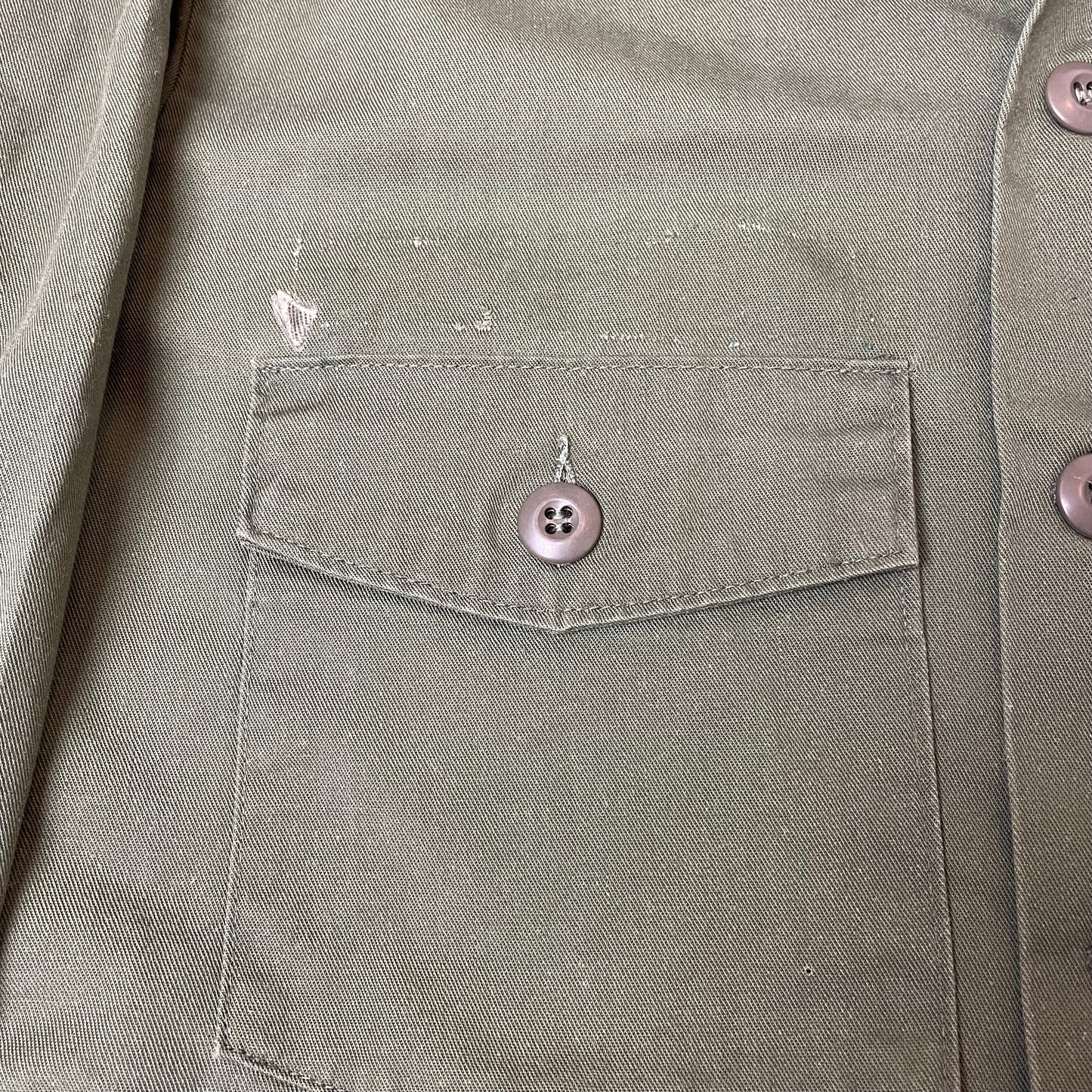 (L) 1970s OG107 Cotton Sateen US Army Hemd grün