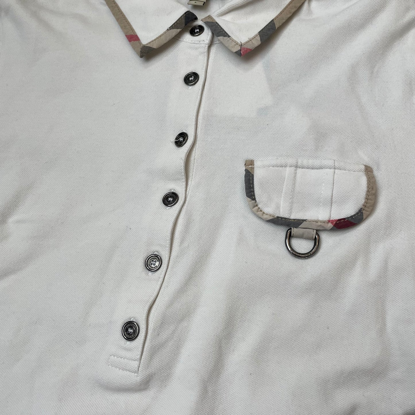 (L) Wmn Burberry Polo Longsleeve Langarm weiß Damen