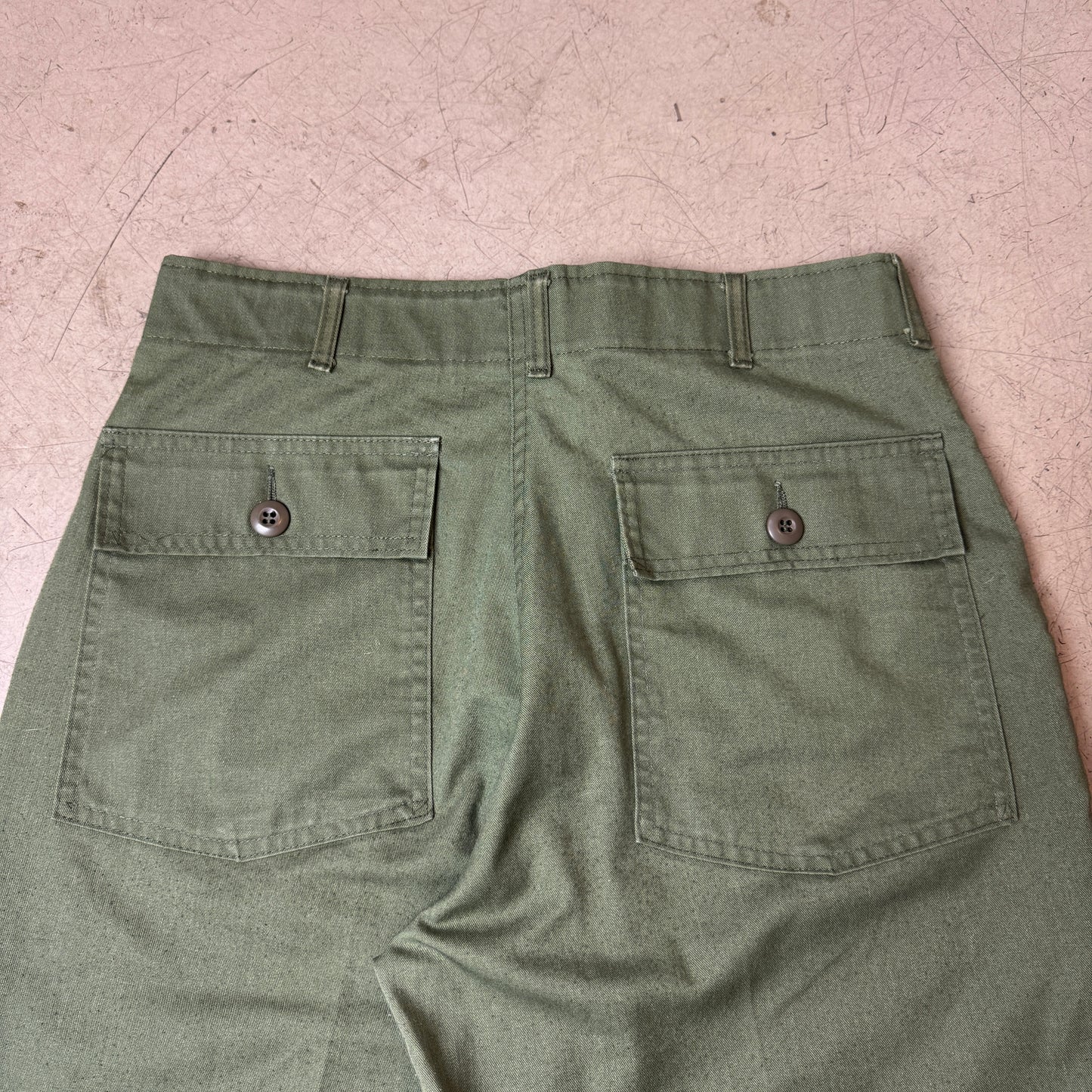 (M) Vintage Fatigue Army Pants Front Pocket Olivgrün W34/L29