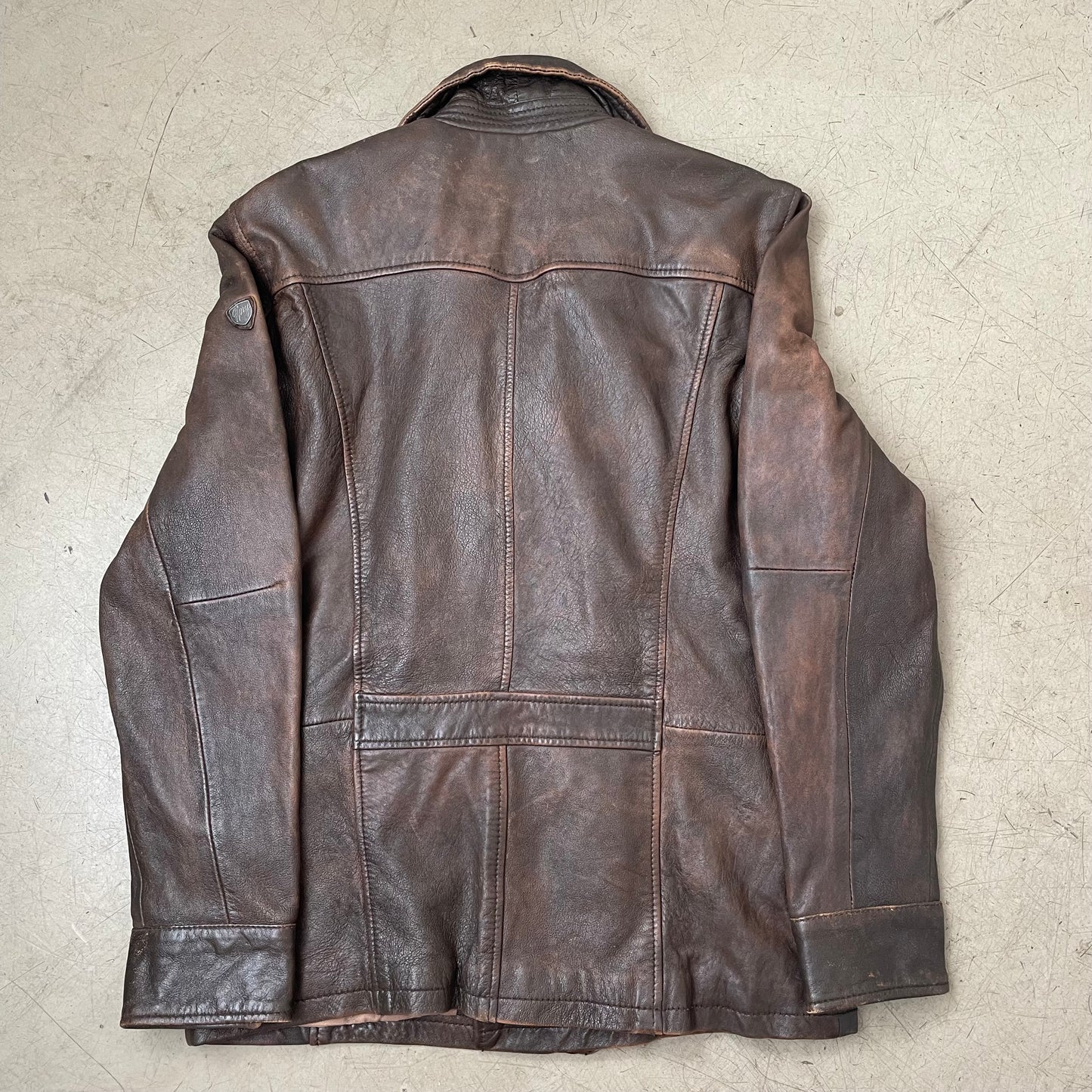 (L) Gipsy Lederjacke Mantel Zweireiher faded braun