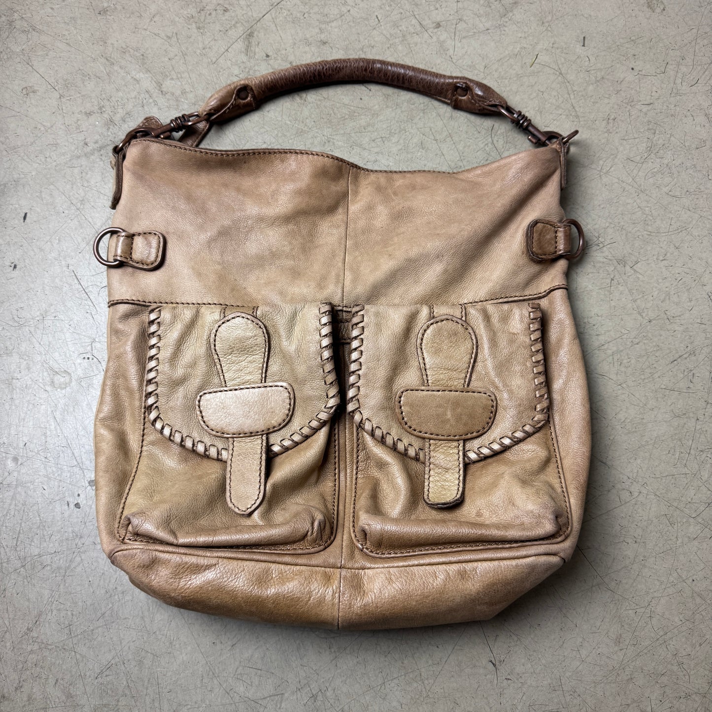 Liebeskind Berlin Faded Leder Tote Bag groß beige braun