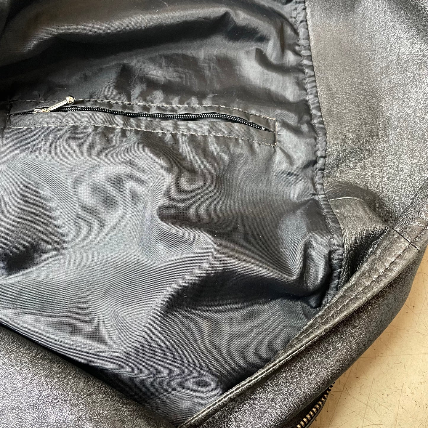 (L) Leder Biker Jacke faded schwarz