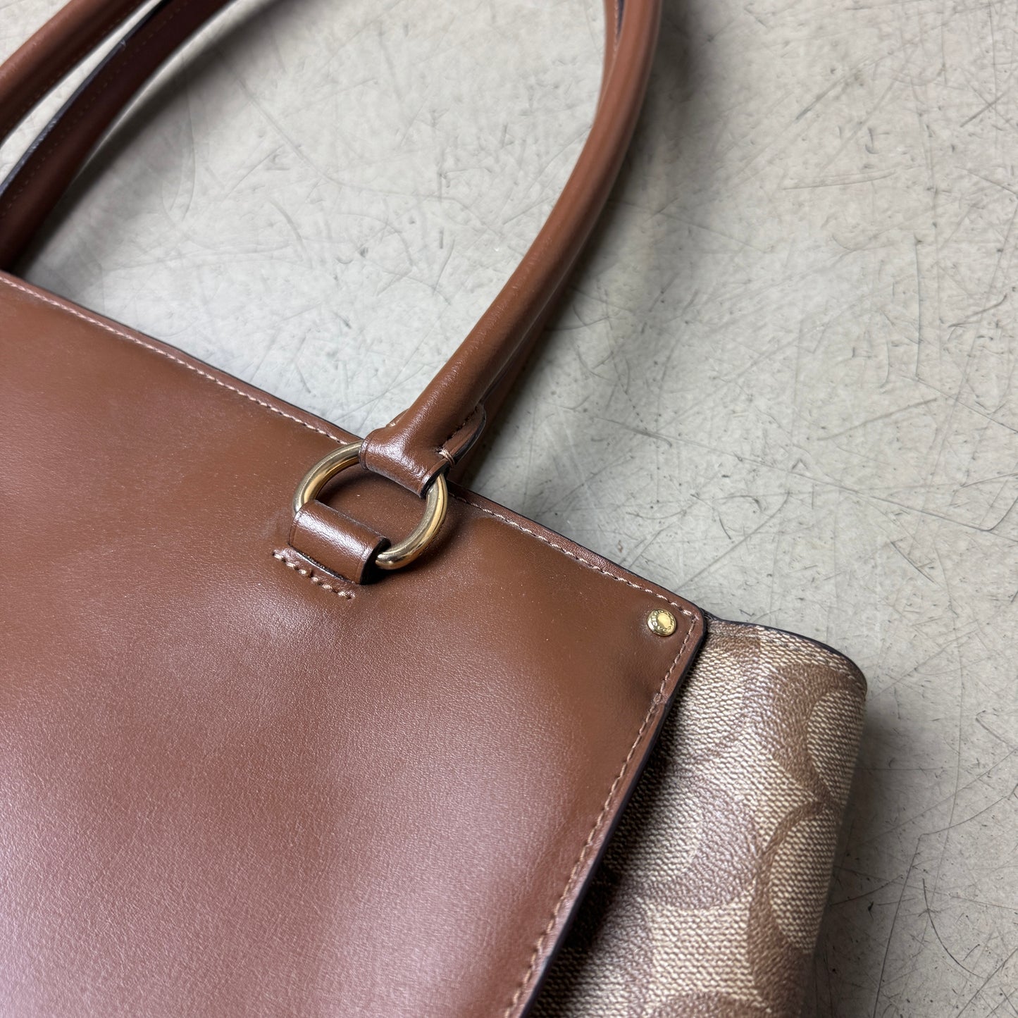 Coach Leder Handtasche Monogramm beige braun