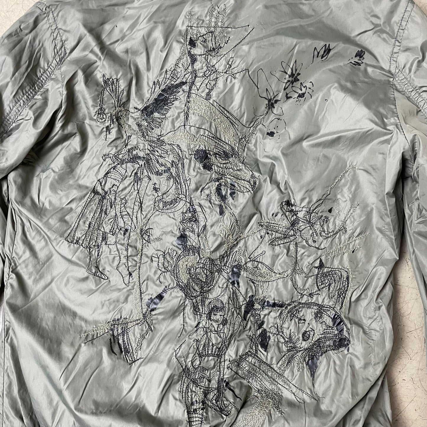 (M) 2000s Diesel Wmn Y2K Jacket grau stitched Motive