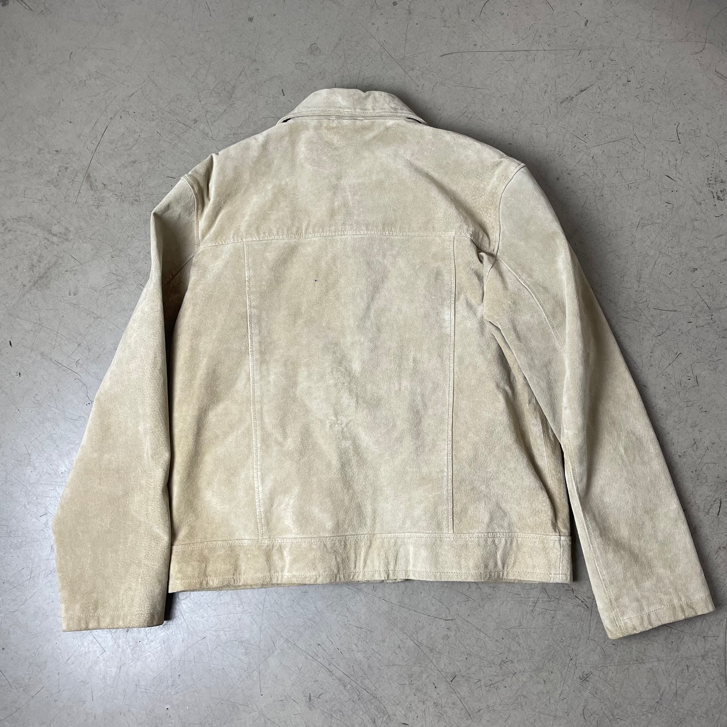(M) Lederjacke creme beige hüftlang Kragen