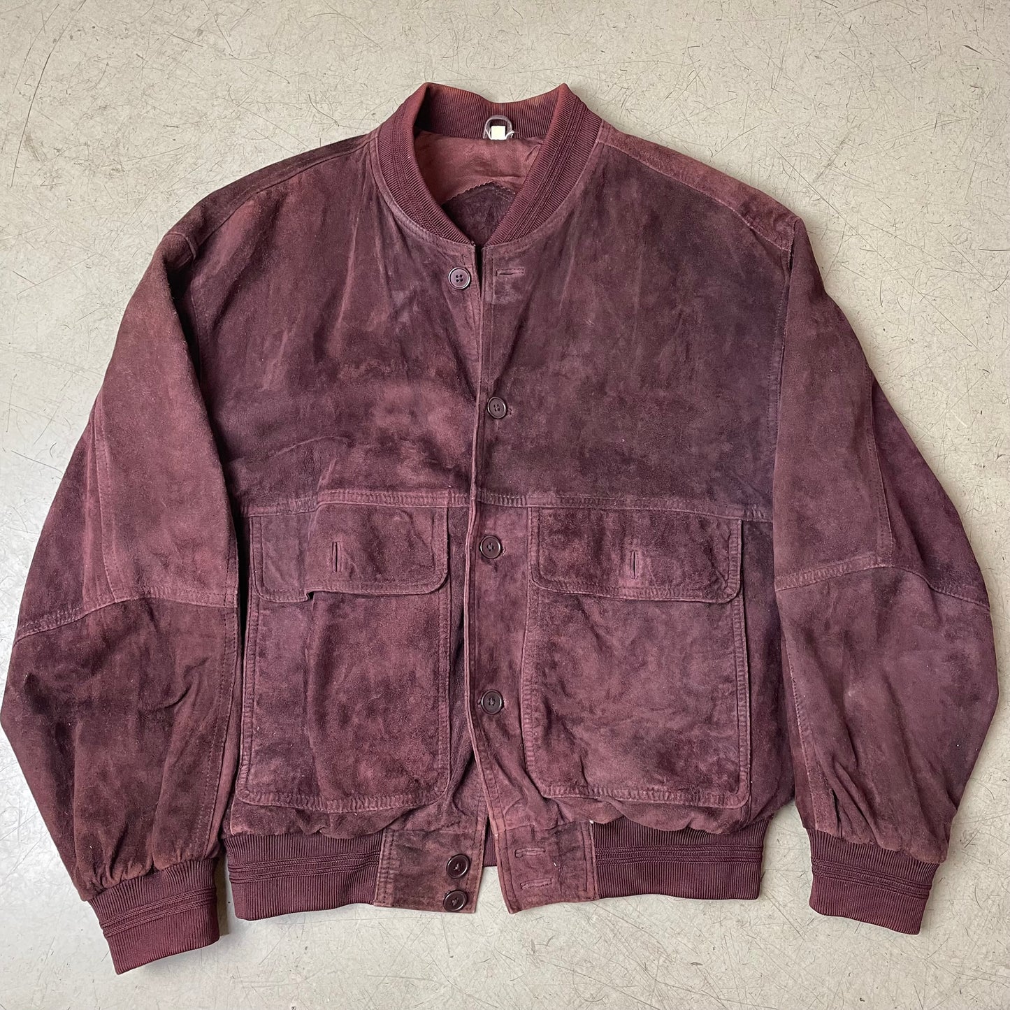 (M) Wildleder Bomberjacke burgundy dunkelrot