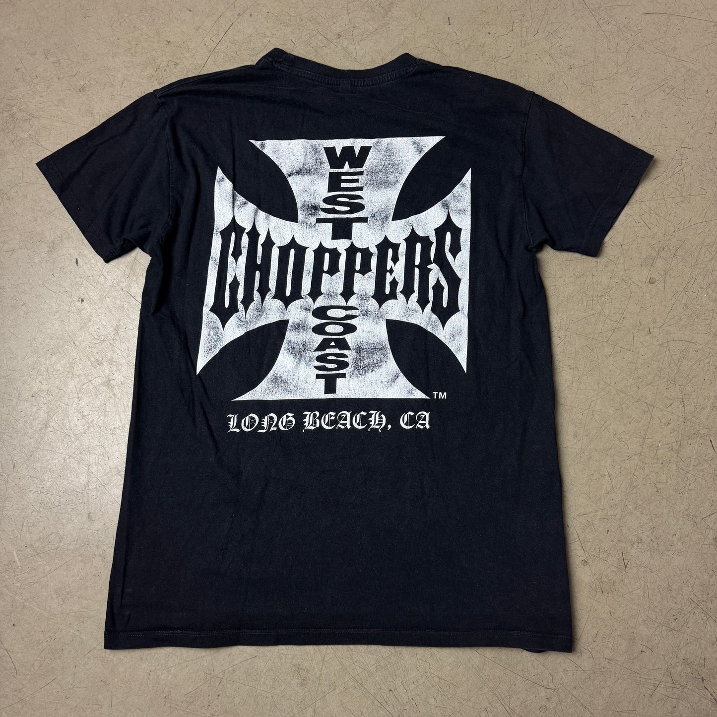 (M) Faded Choppers Big Logo Biker T-Shirt