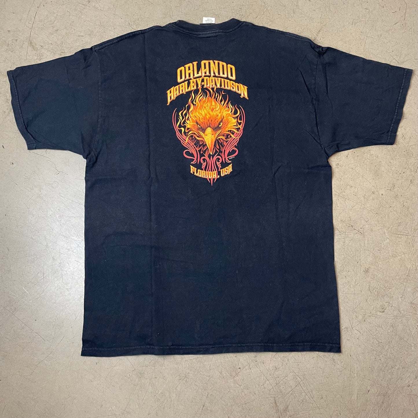 (XXL) 2006 Harley Davidson Flames Eagle Orlando Tshirt schwarz