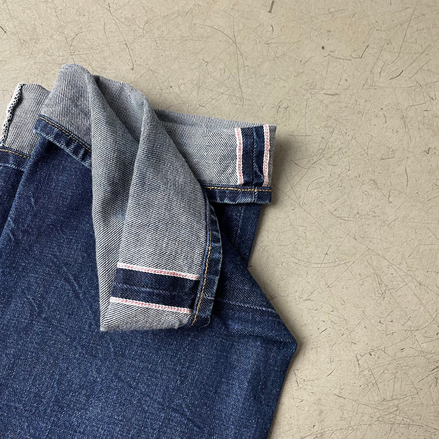 (M-L) Indigofera Clint Selvage Selvedge Denim Jeanshose blau W32/L32