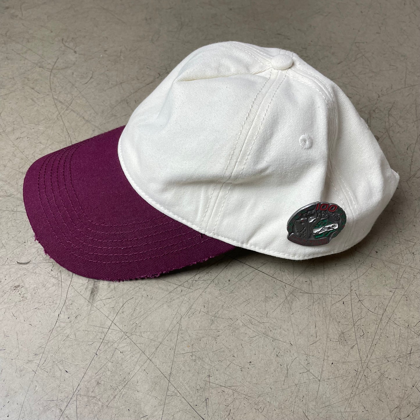 Antik Vintage Chicago Pin Canvas Cap Burgundy dunkelrot beige