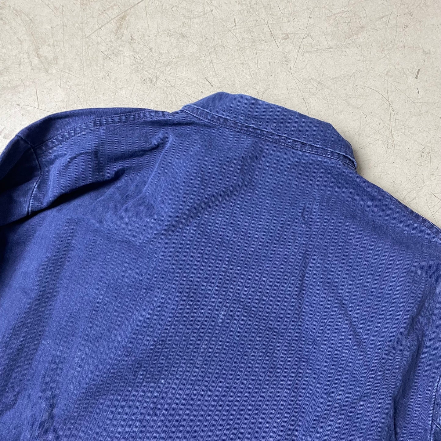 (L) Vintage French Work Shirt Hemd faded blau