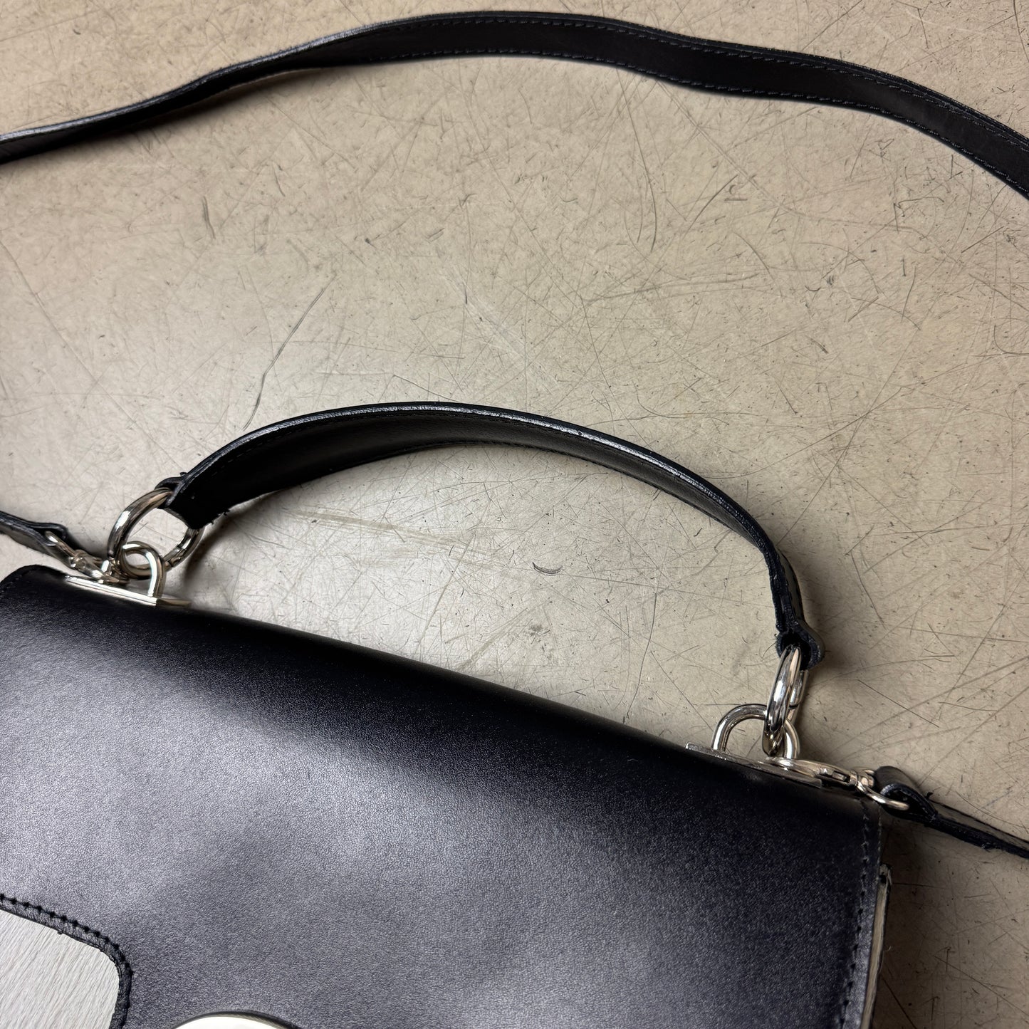Black White Cow Hide / Kuhfell Leder Handtasche