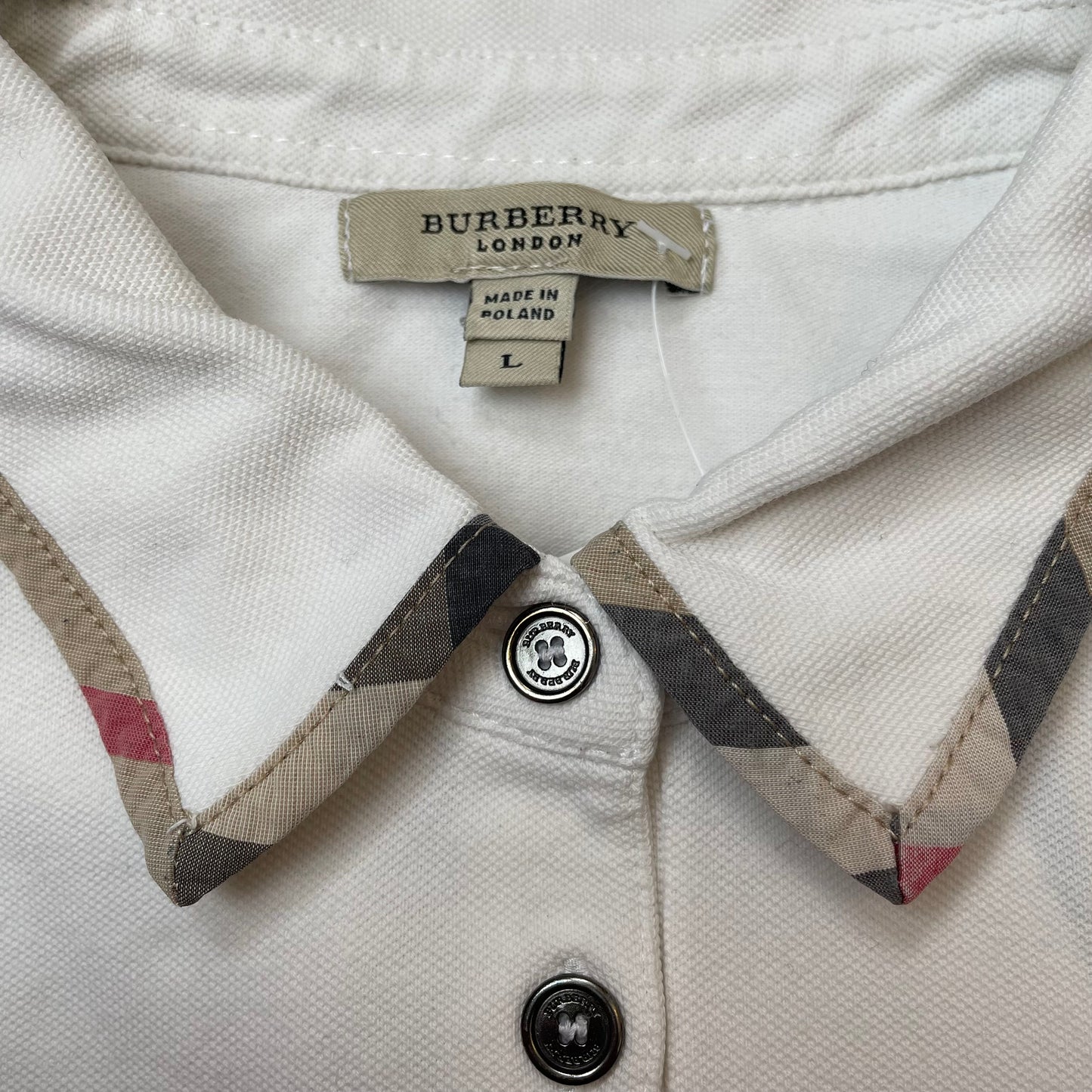 (L) Wmn Burberry Polo Longsleeve Langarm weiß Damen