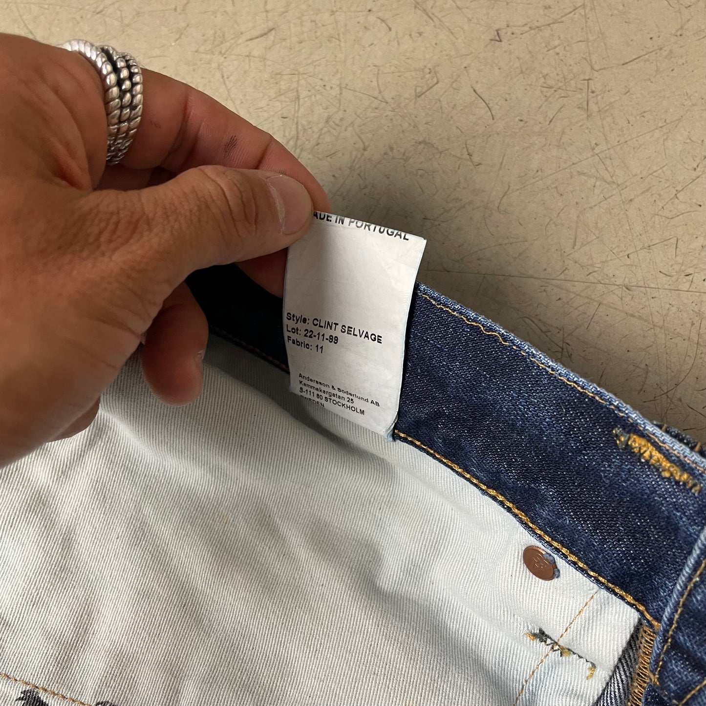 (M-L) Indigofera Clint Selvage Selvedge Denim Jeanshose blau W32/L32