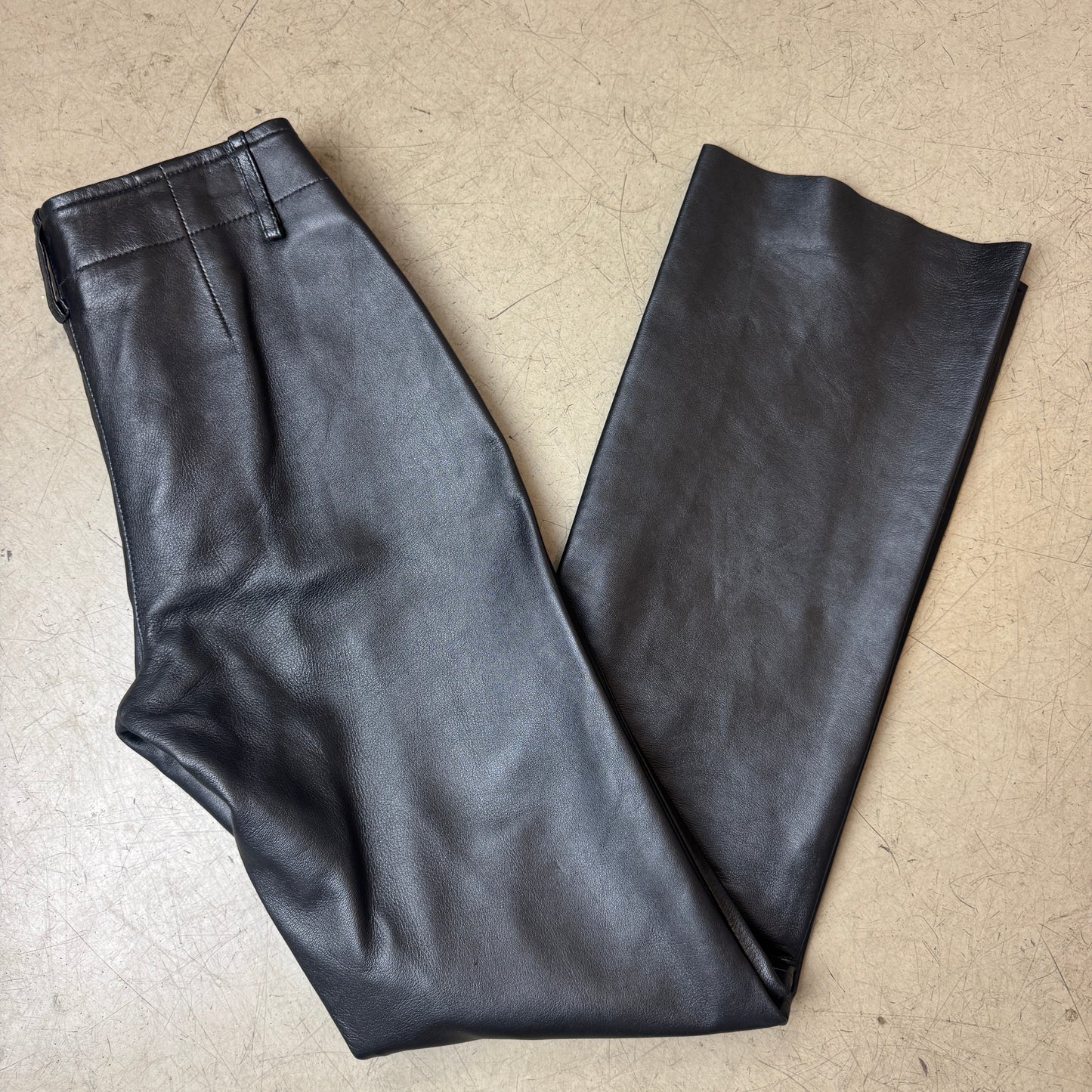 (S) WMN Biker Echtleder Bootcut Pants Schwarz EU 36