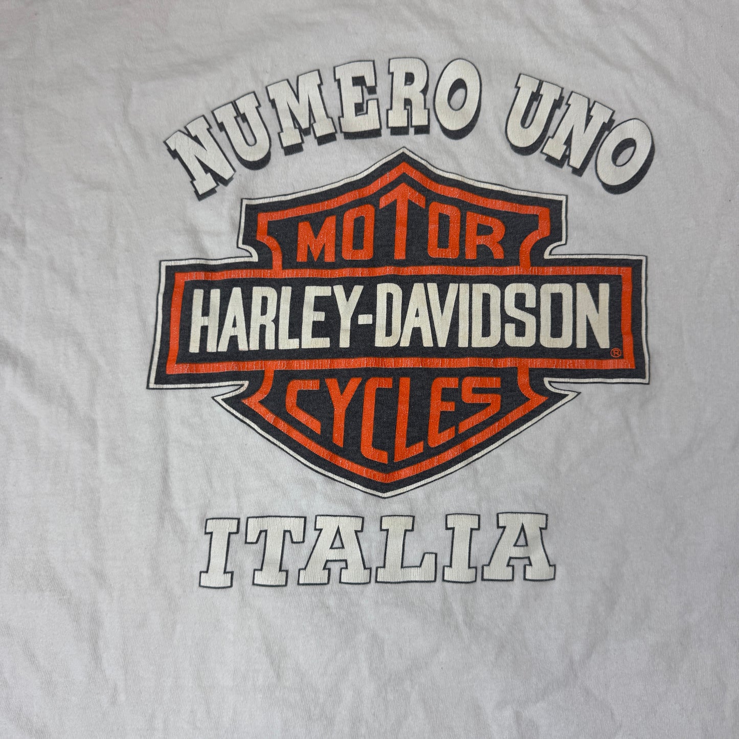 (XL) 1990s Harley Davidson Italia Single Stitch Big Logo T-Shirt weiß