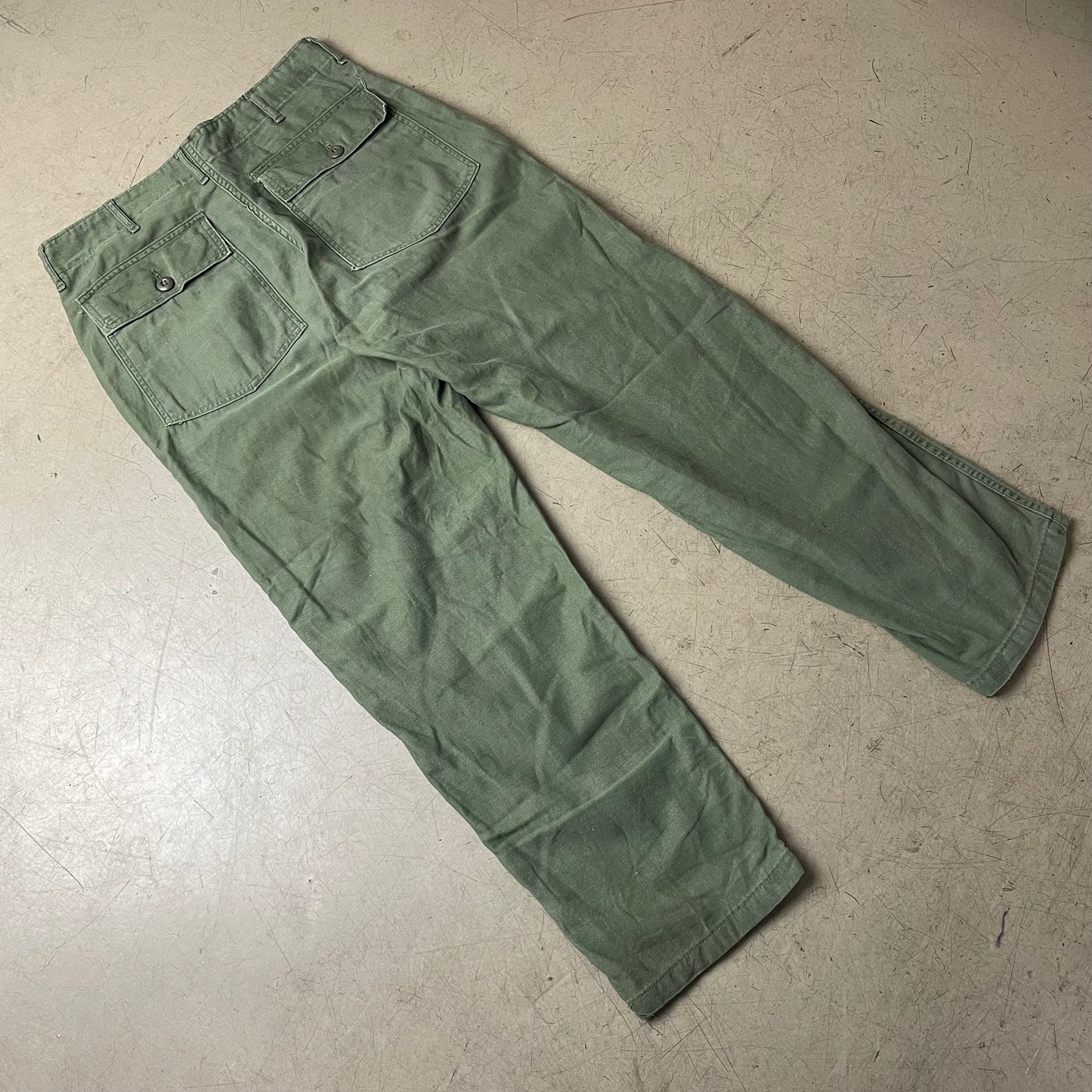 (L) Vintage Front Pocket Fatigue Pants Cotton Sateen US Army grün W36/L31