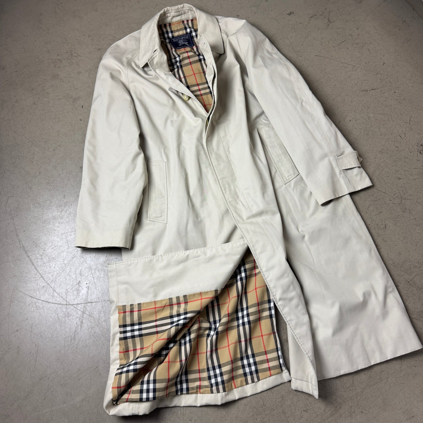 (XL) Vintage Burberry Trench Coat beige Creme Mantel