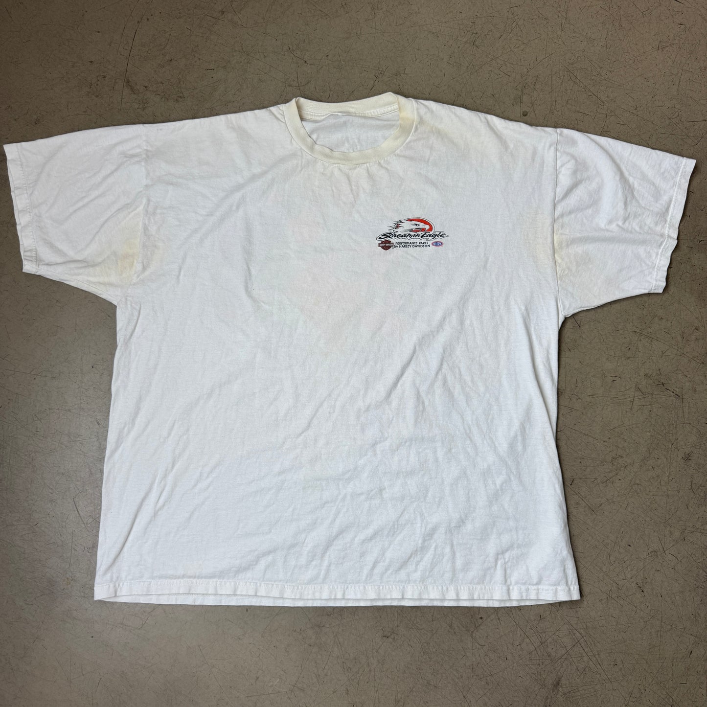 (XXL) 1990s Harley Davidson Racing T-Shirt weiß