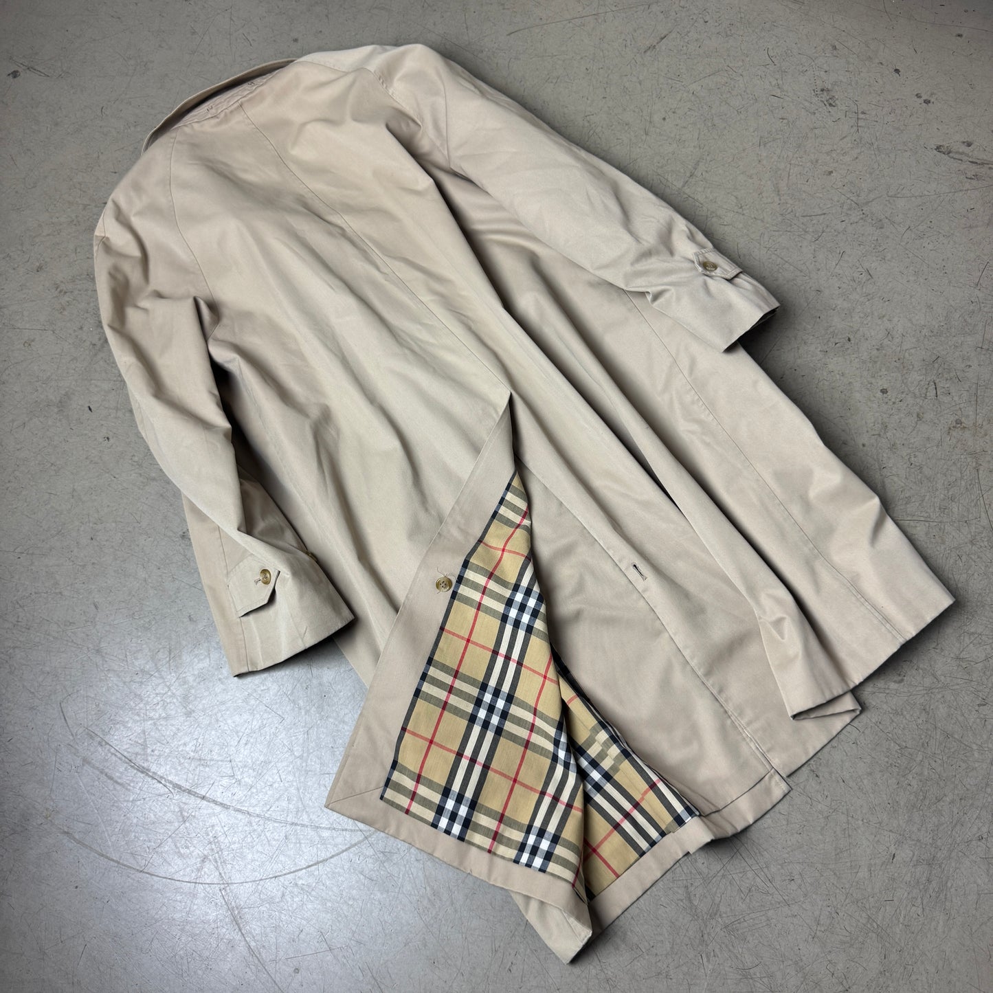 (L) Vintage Burberry Trench Coat Mantel beige creme