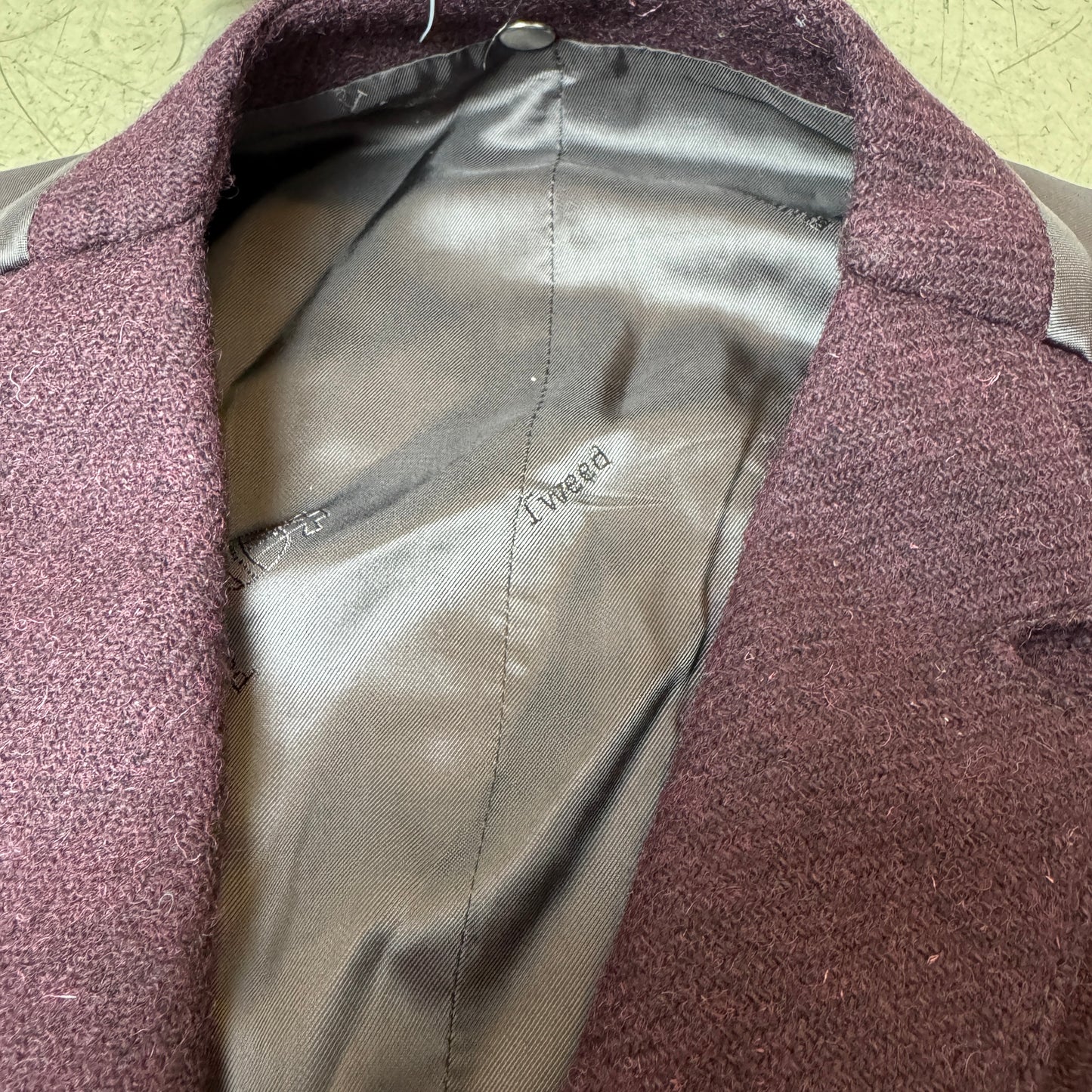 (L-XL) Carl Gross Harris Tweed Weste dunkelrot Burgundy Wolle EU58