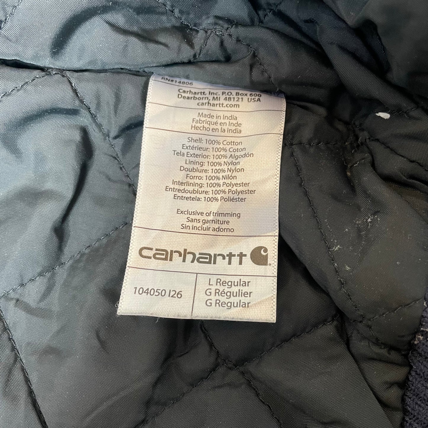 (L) Carhartt Hooded Active Jacket Workwear Navy dunkelblau