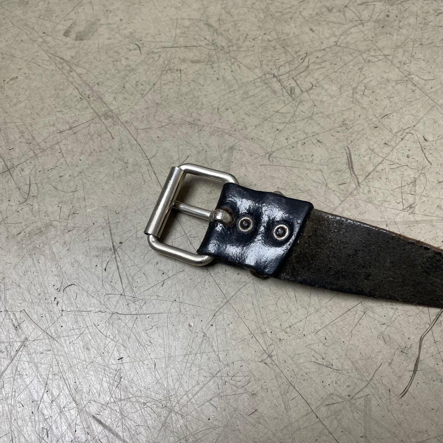 Western Metall Patch Leather Belt Ledergürtel schwarz