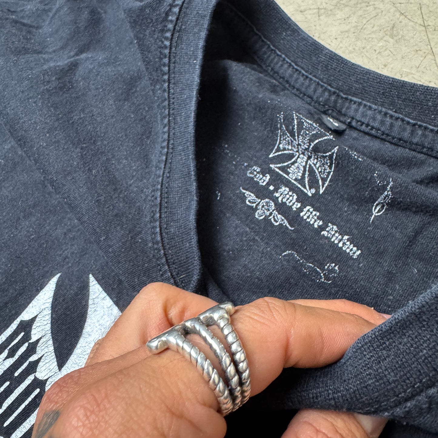 (M) Faded Choppers Big Logo Biker T-Shirt
