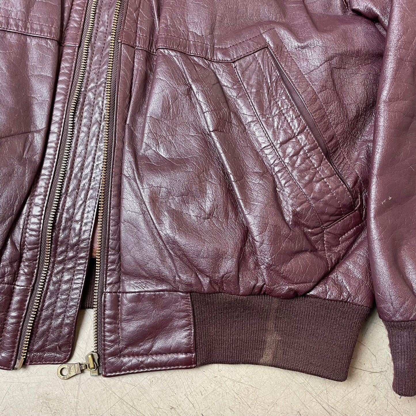 (M) Leder Bomberjacke dunkelrot Burgundy