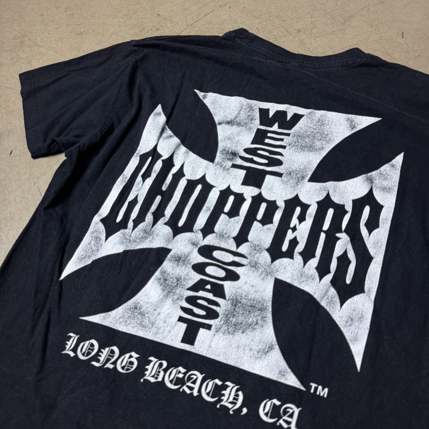(M) Faded Choppers Big Logo Biker T-Shirt