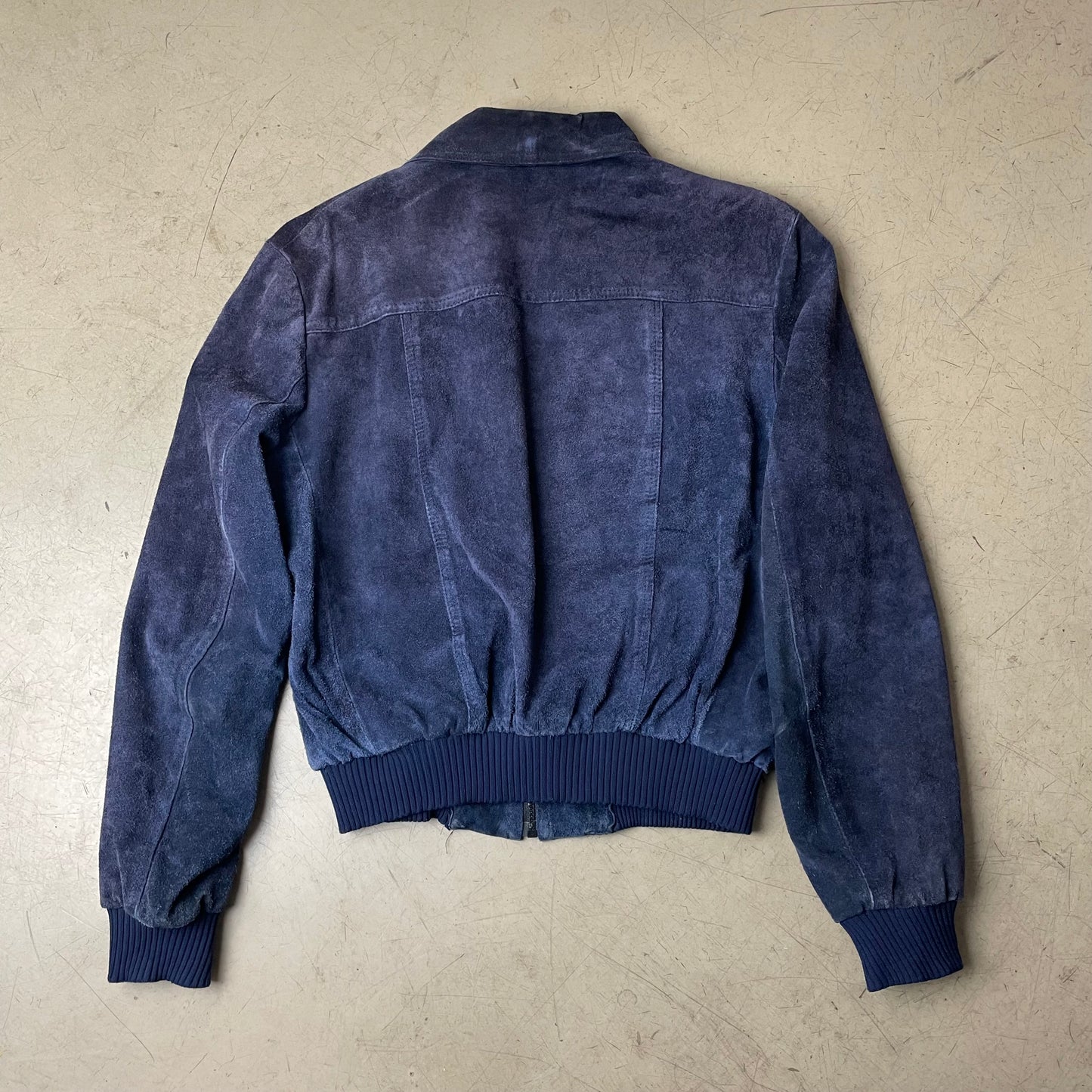(S) 1970s Flaxton Wildleder Jacke Navy blau Made in England