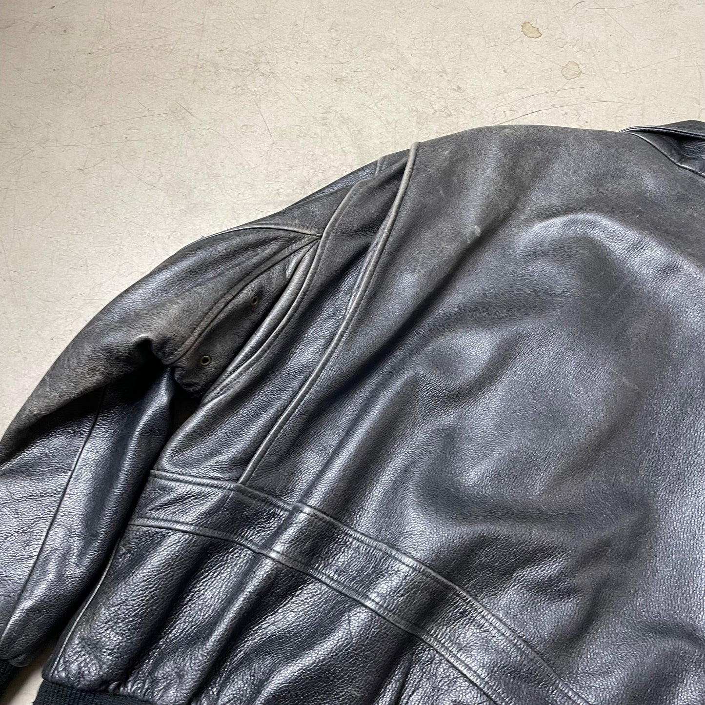 (L) Vintage Mauritius Lederjacke schwarz