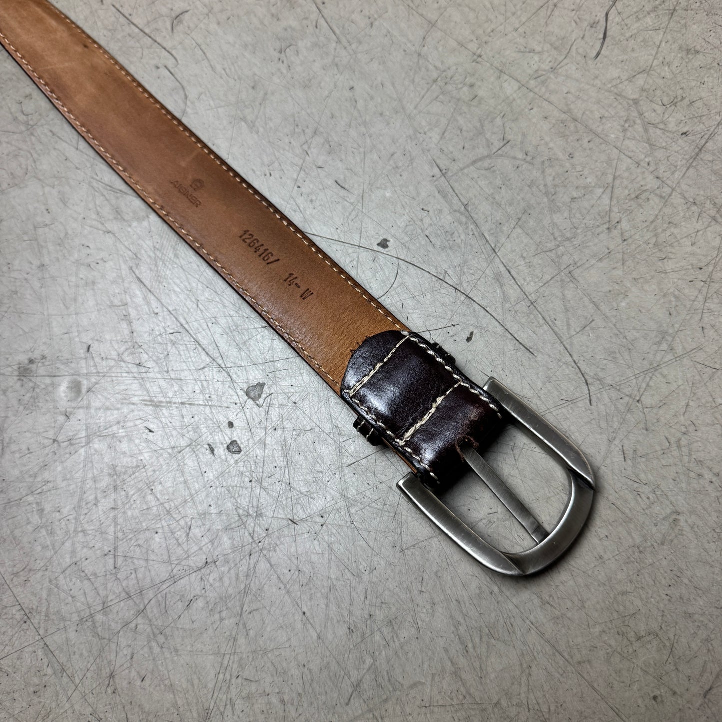 Aigner Leder Gürtel dunkelbraun 110cm