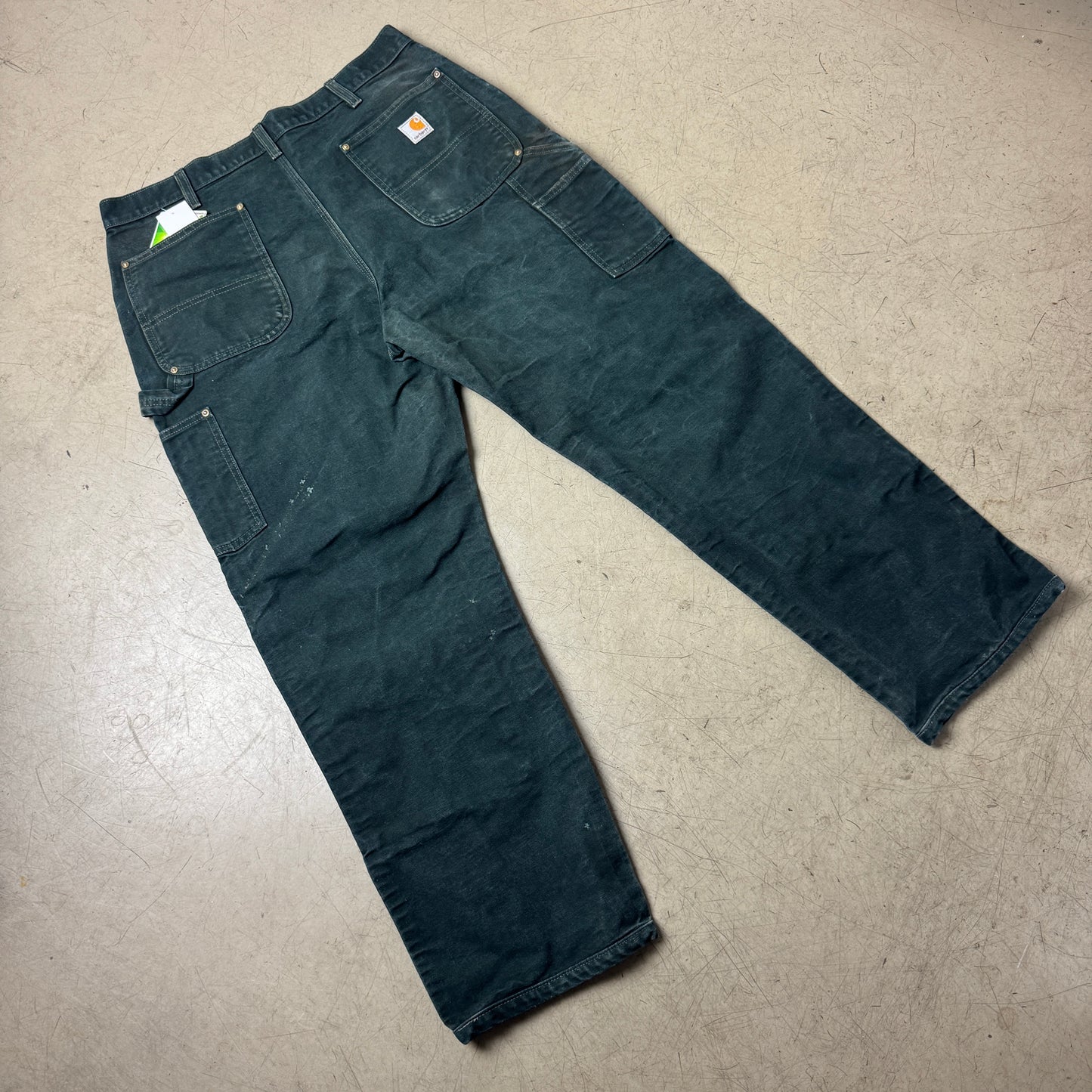 (XL) Vintage Faded Black Carhartt Double Knee Carpenter Pants W36/L34