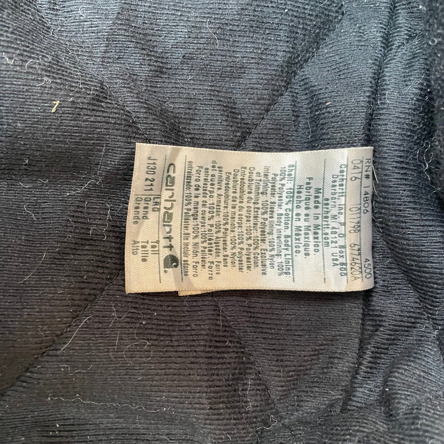 (L) Carhartt Active Hooded Jacket Braun Made in México Tall