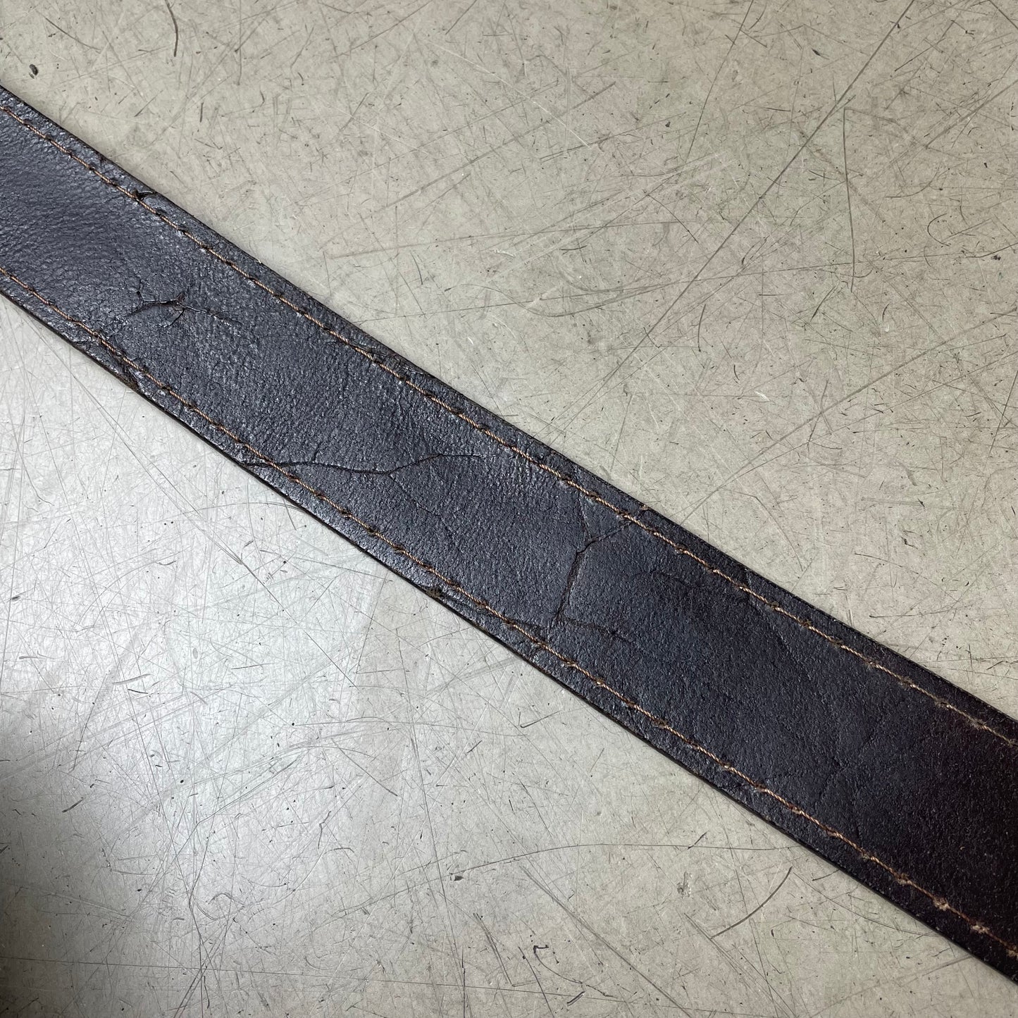 Vintage Western Ledergürtel dunkelbraun Brass Schnalle 108cm