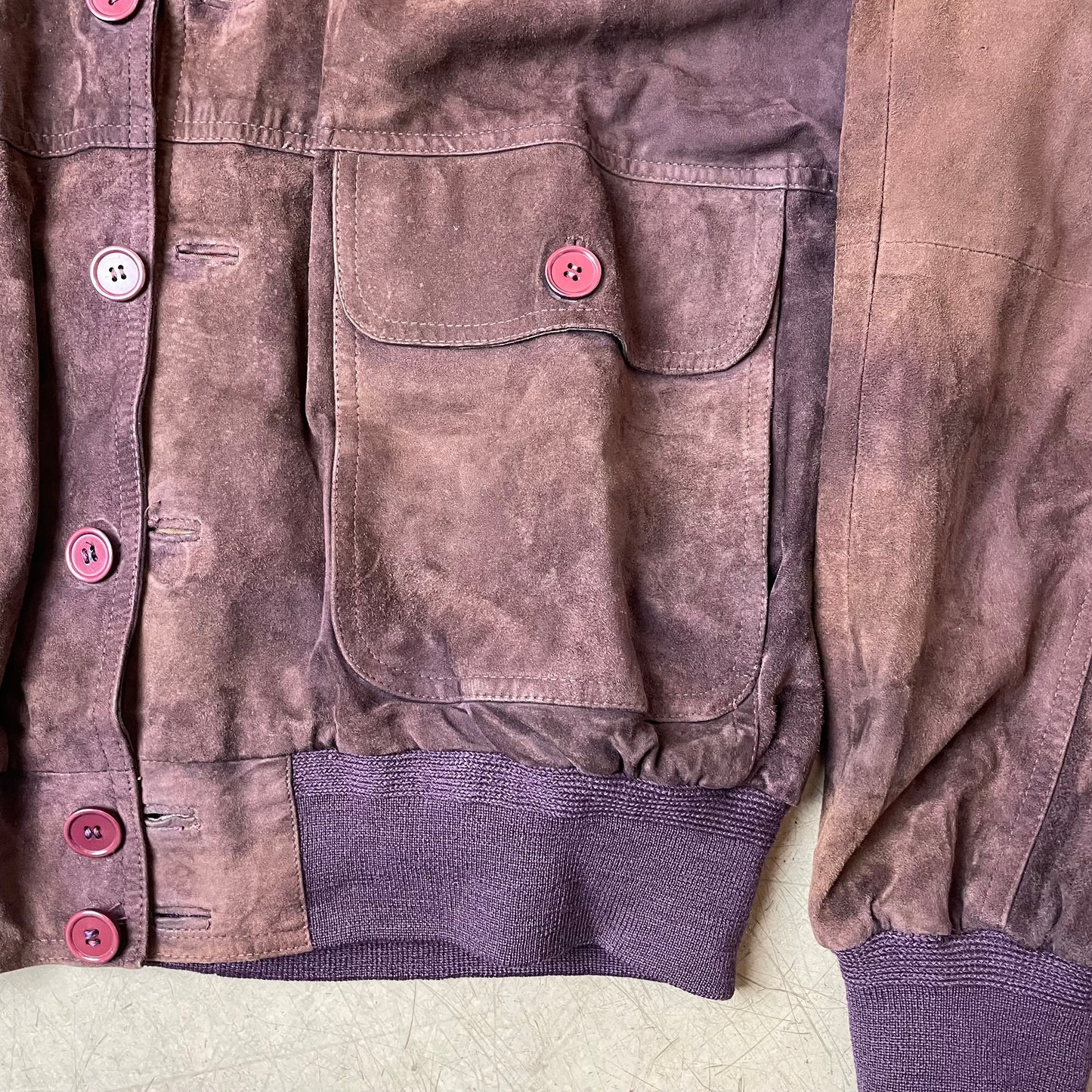 (L) Wildleder Jacke Bomberjacke Faded braun lila 54