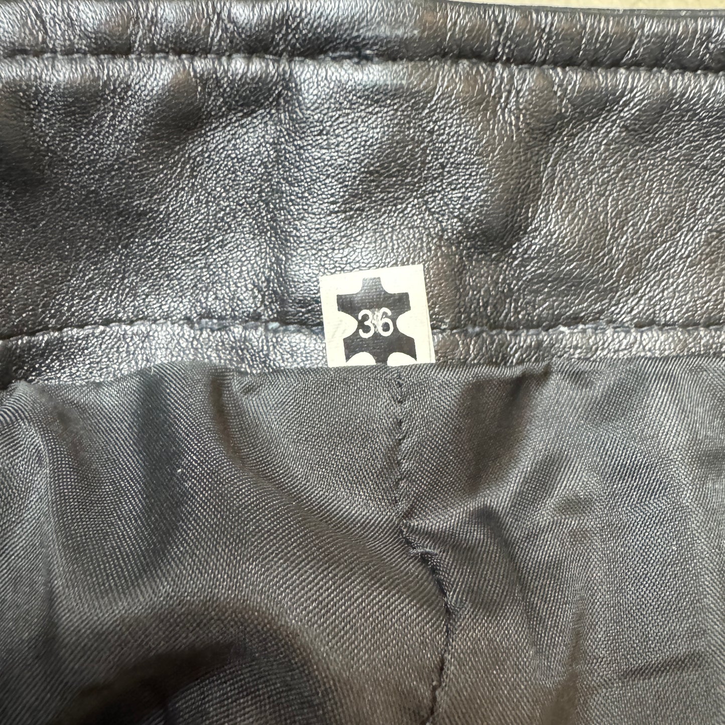 (S) WMN Biker Echtleder Bootcut Pants Schwarz EU 36