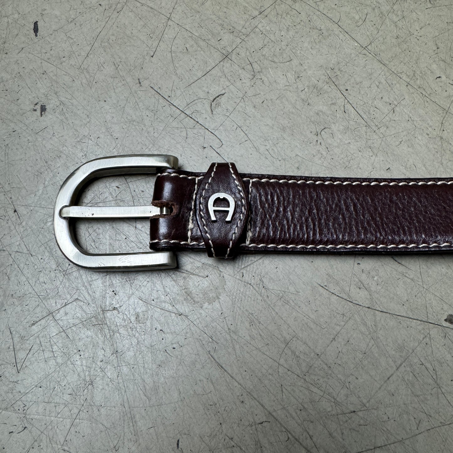 Aigner Leder Gürtel dunkelbraun 110cm