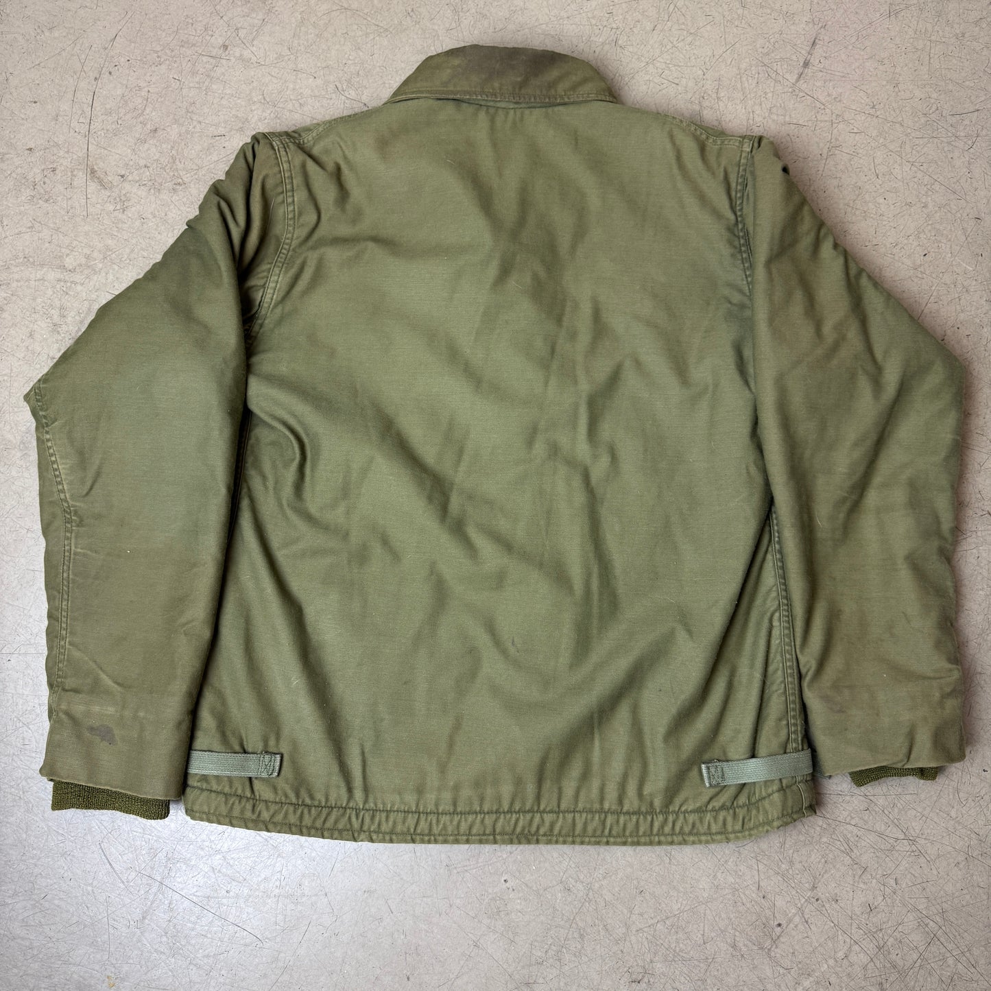 (S-M) Vintage Cropped Padded Army Jacket Olivgrün