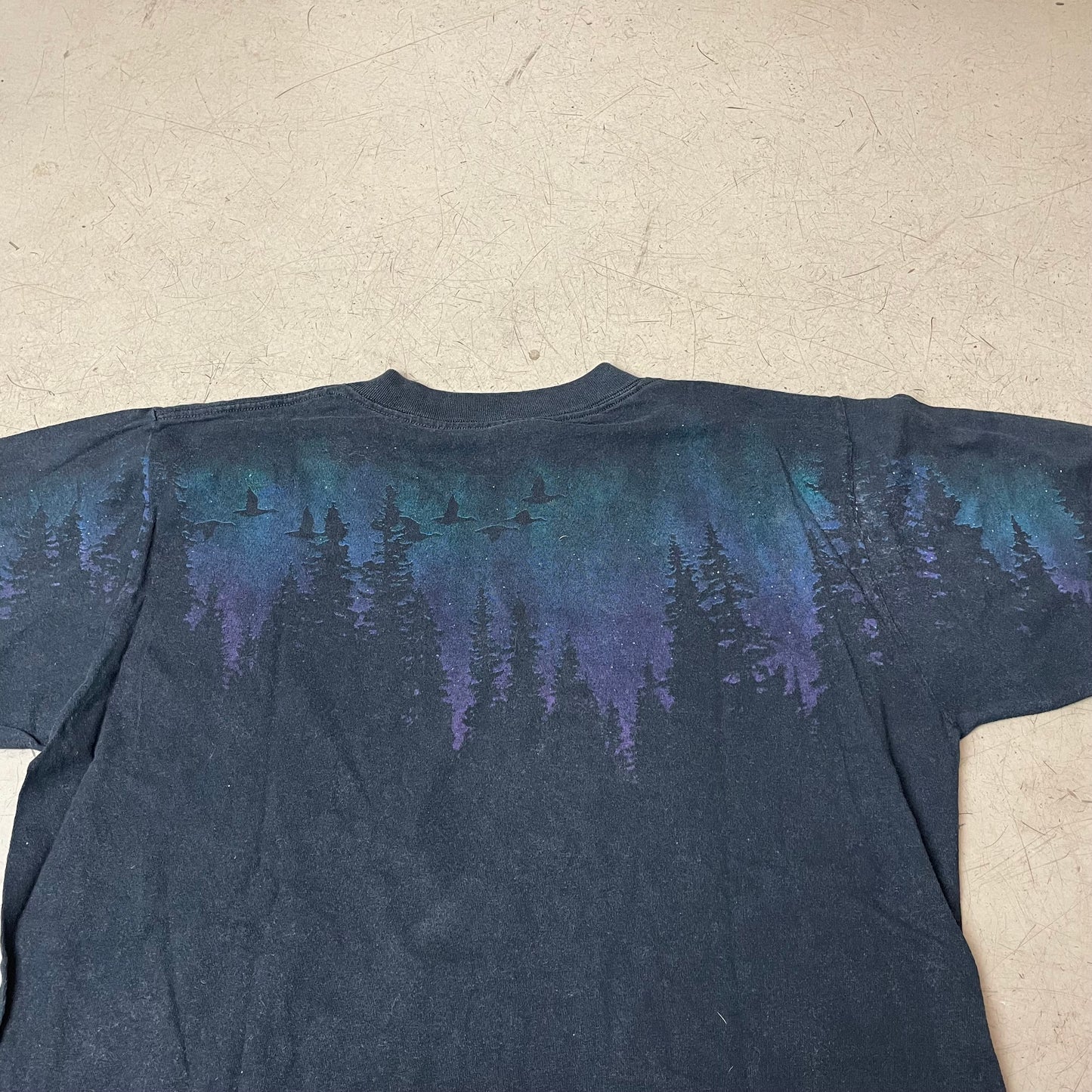 (L) 1990s Wolf Animal Print Longsleeve Langarm schwarz