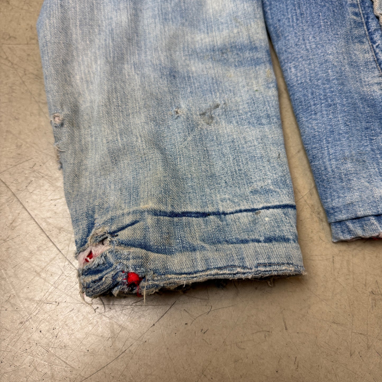 (S) Vintage Big Mac Saforized Penneys Jeansjacke Faded Blau Repaired