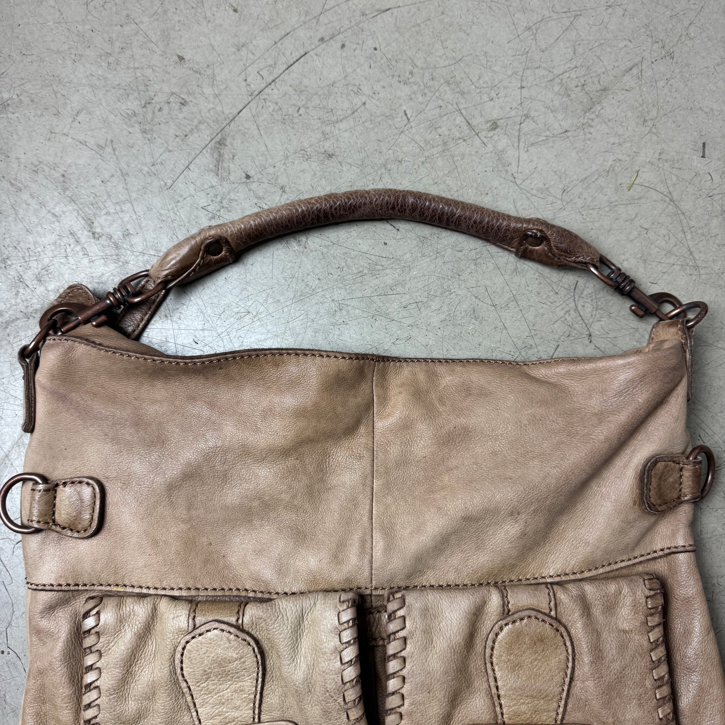 Liebeskind Berlin Faded Leder Tote Bag groß beige braun