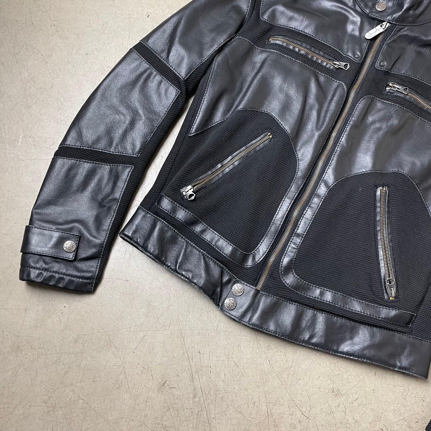 (L) Armani Jeans Biker Racing Lederjacke schwarz
