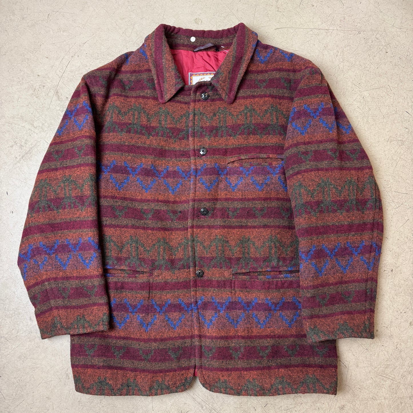 (XL) Vintage Globe Trotter Aztec Wollmantel