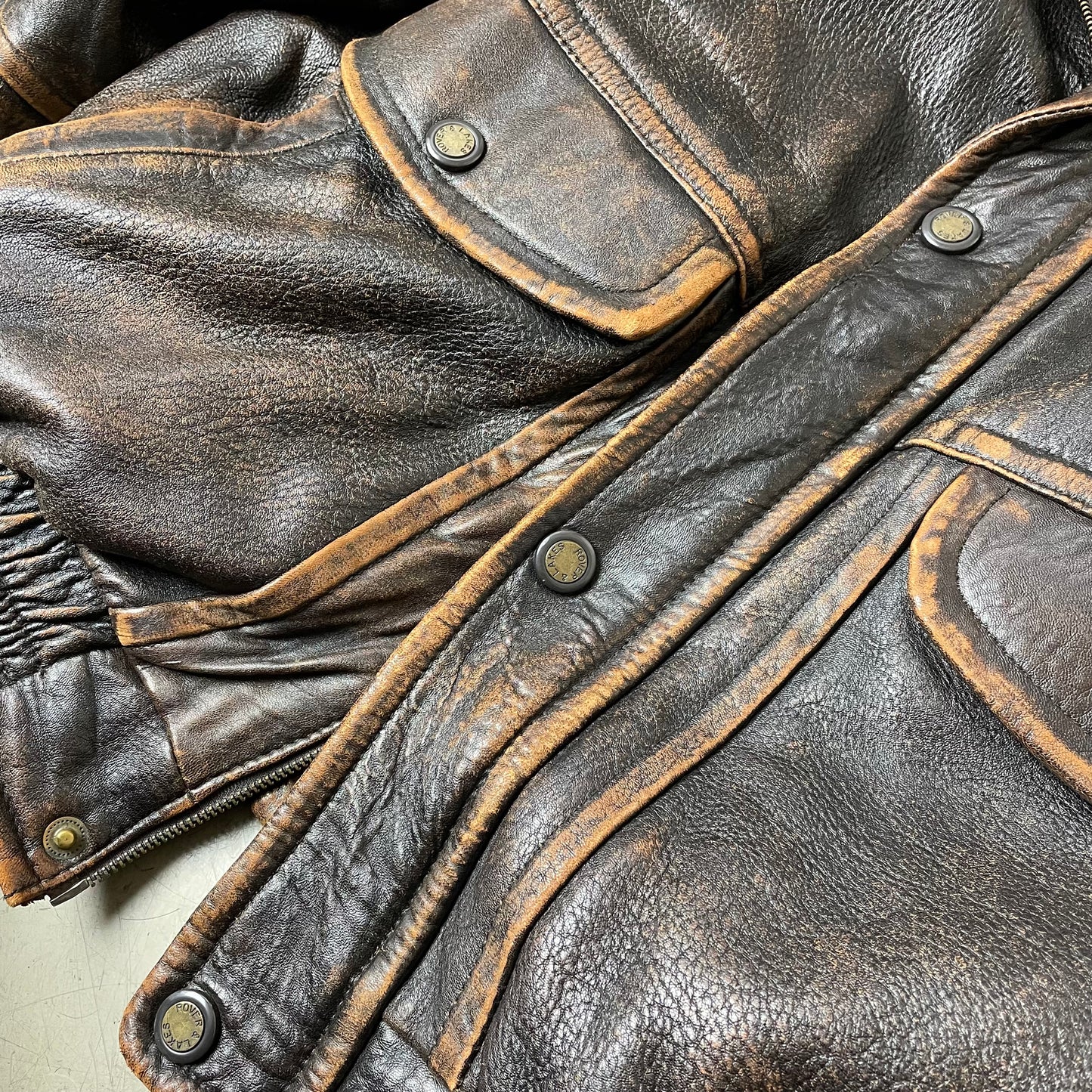 (M-L) Faded braun Leder Bomberjacke Pilotenjacke