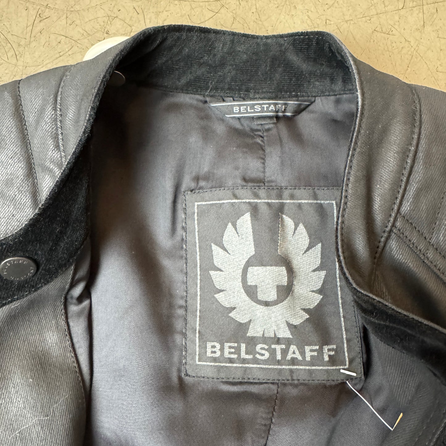 (L) Belstaff Waxed Cotton Biker Jacke schwarz UK 54