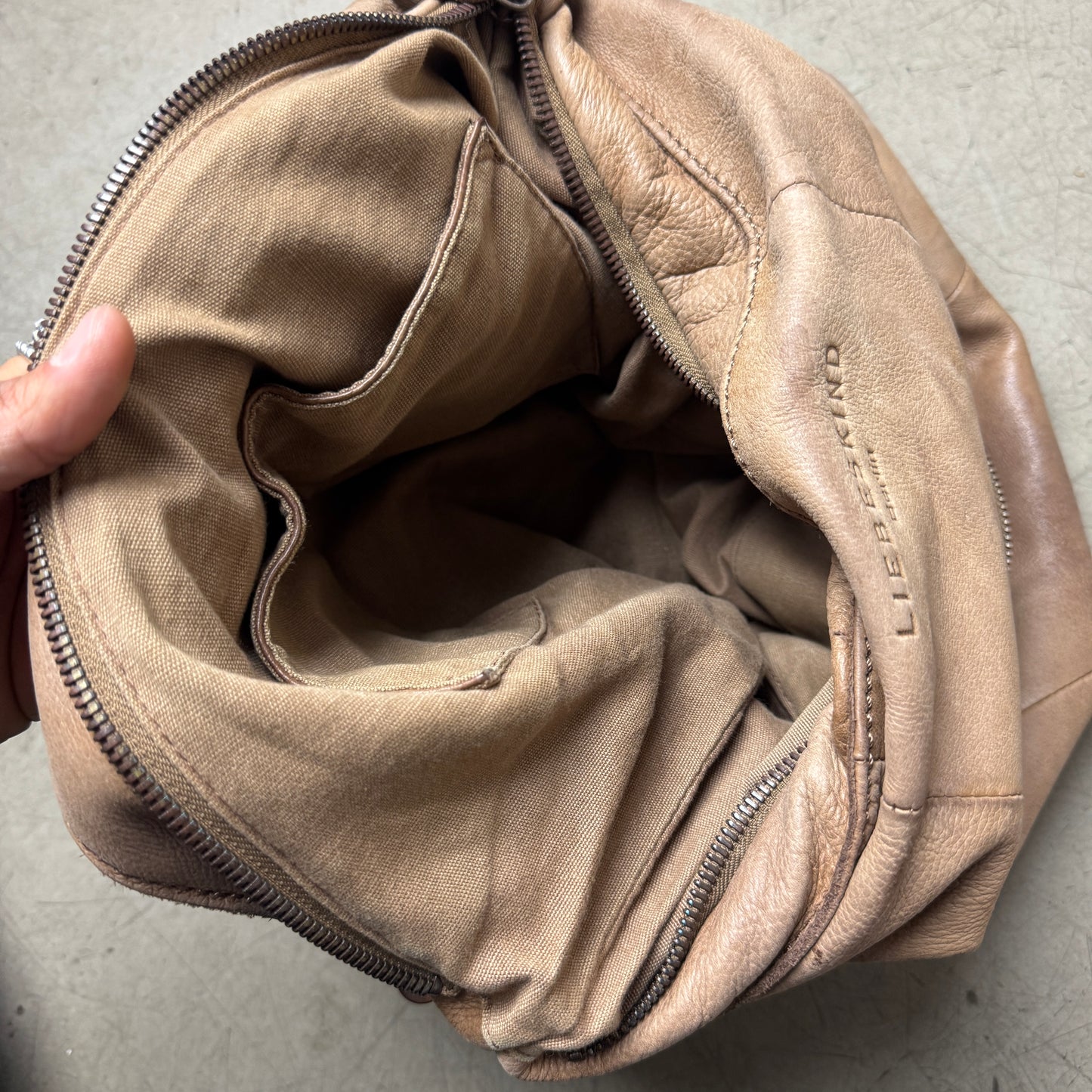 Liebeskind Berlin Faded Leder Tote Bag groß beige braun